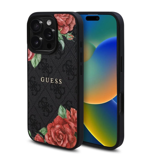 Guess tok fekete/virágmintás GUHMP16LP4ROPEMCK Apple iPhone 16 Pro készülékhez - iPhone 16 Pro tok a Domshop kínálatából