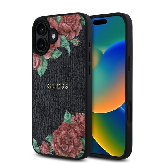 Guess tok fekete/virágmintás GUHMP16SP4ROPEMCK Apple iPhone 16 készülékhez - iPhone 16 tok a Domshop kínálatából