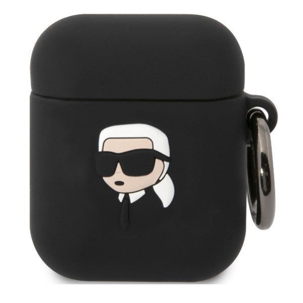 Karl Lagerfeld 3D Logo NFT Karl Head Apple AirPods 1/2 szilikon tok, fekete - AirPods 1/2 tok a Domshop kínálatából