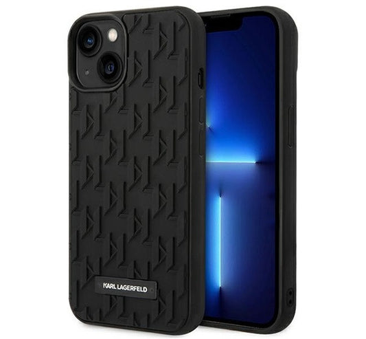 Karl Lagerfeld 3D Monogram Apple iPhone 14 Plus hátlap tok, fekete - iPhone 14 Plus tok a Domshop kínálatából