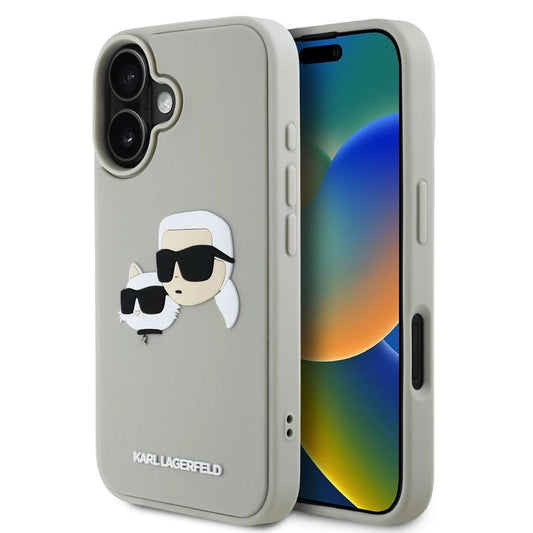 Karl Lagerfeld 3D Rubber Double Heads tok iPhone 16 készülékhez bézs - iPhone 16 tok a Domshop kínálatából