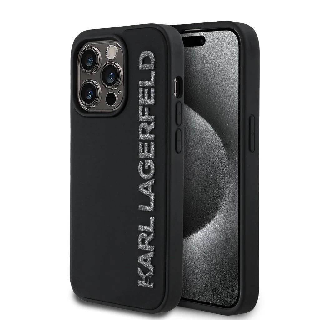 Karl Lagerfeld 3D Rubber Glitter Logo tok iPhone 13 Pro készülékhez fekete - iPhone 13 Pro tok a Domshop kínálatából