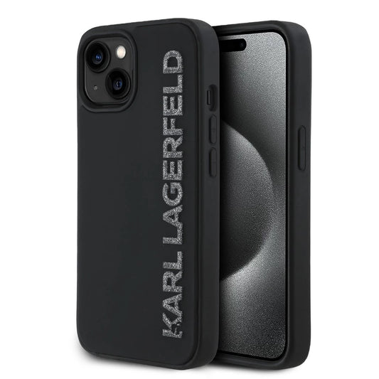 Karl Lagerfeld 3D Rubber Glitter Logo tok iPhone 14 készülékhez fekete - iPhone 13/14 tok a Domshop kínálatából