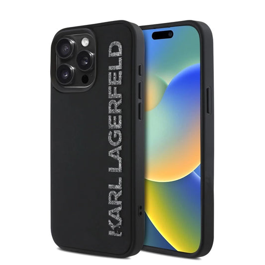 Karl Lagerfeld 3D Rubber Glitter Logo tok iPhone 15 Pro Max készülékhez fekete - iPhone 15 Pro Max tok a Domshop kínálatából