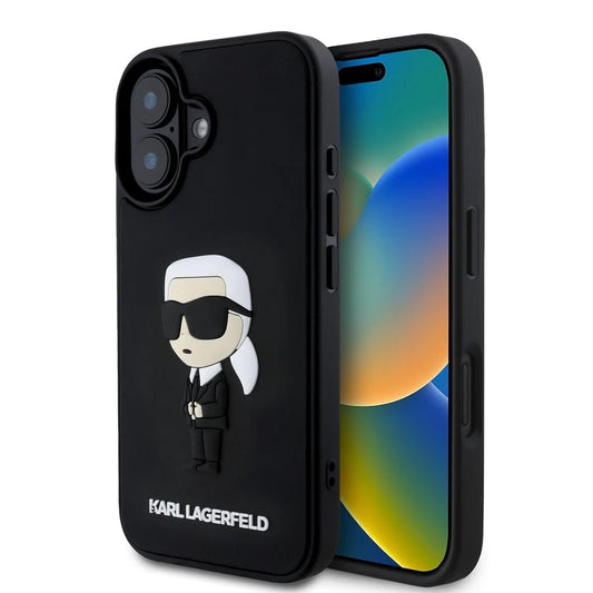 Karl Lagerfeld 3D Rubber Ikonik tok for iPhone 16 készülékhez fekete - iPhone 16 tok a Domshop kínálatából