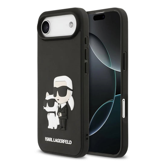 Karl Lagerfeld 3D Rubber Karl and Choupette tok iPhone 17 Air készülékhez fekete - iPhone 17 Air tok a Domshop kínálatából