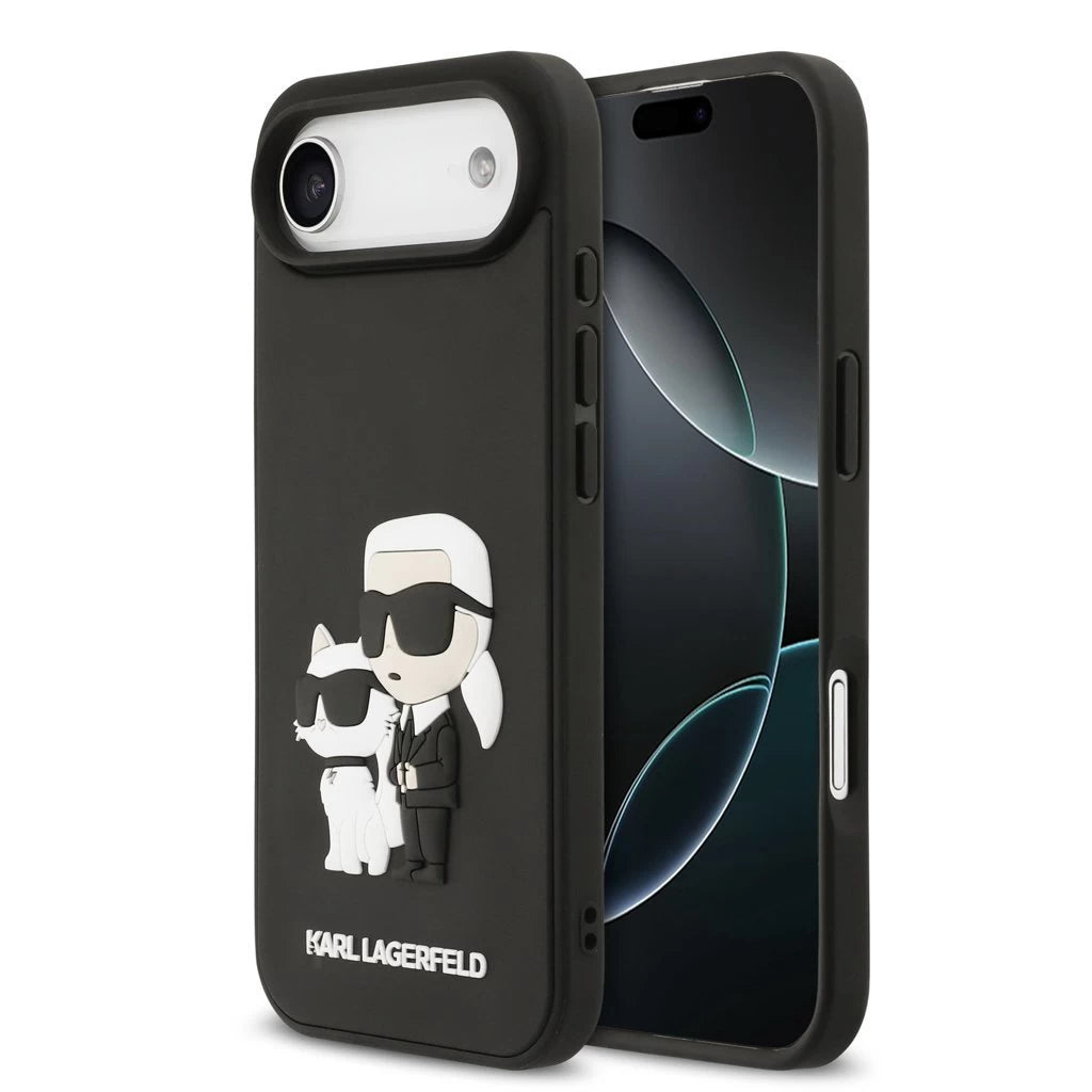 Karl Lagerfeld 3D Rubber Karl and Choupette tok iPhone 17 Air készülékhez fekete - iPhone 17 Air tok a Domshop kínálatából