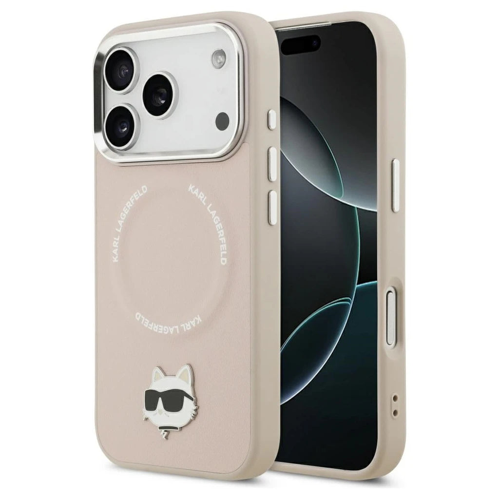 Karl Lagerfeld Choupette Pin MagSafe tok iPhone 17 Pro Max készülékhez rózsaszín - iPhone 17 Pro Max tok a Domshop kínálatából
