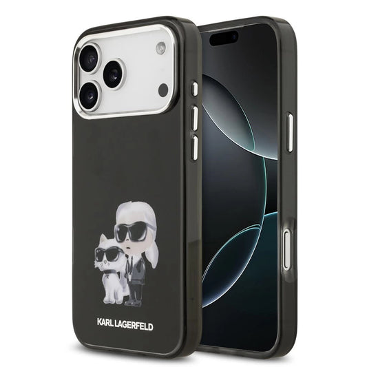 Karl Lagerfeld IML Aquarelle Karl and Choupette Tok iPhone 17 Pro készülékhez fekete - iPhone 17 Pro tok a Domshop kínálatából