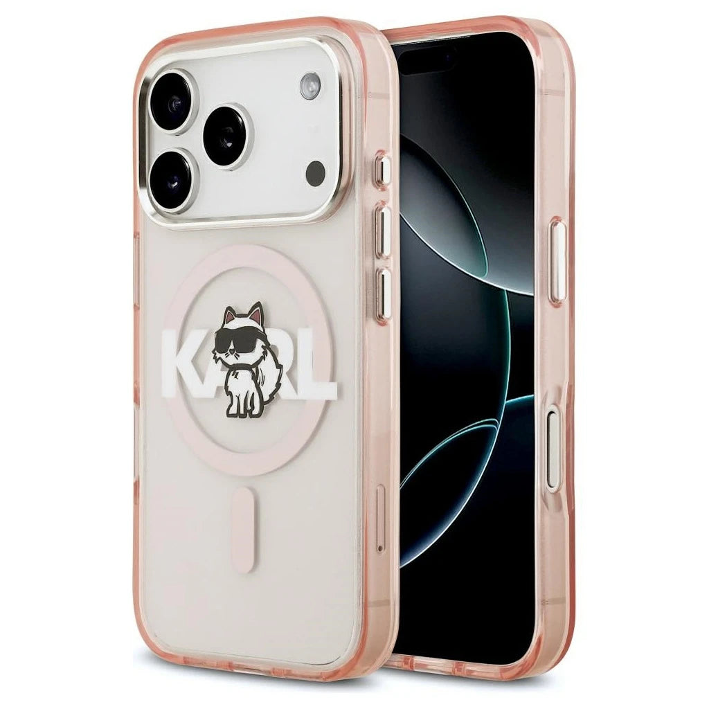 Karl Lagerfeld IML Choupette Sketch Logo MagSafe tok iPhone 17 Pro készülékhez rózsaszín - iPhone 17 Pro tok a Domshop kínálatából