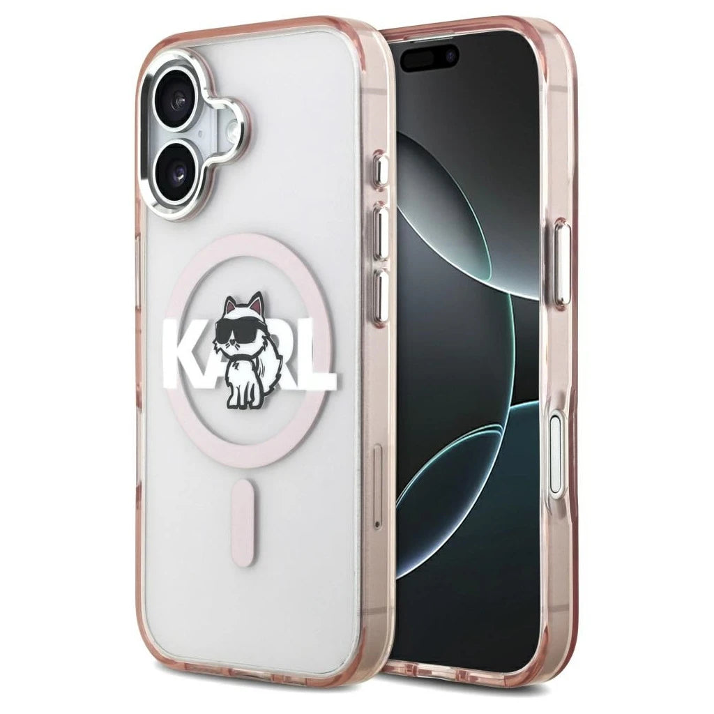 Karl Lagerfeld IML Choupette Sketch Logo MagSafe tok iPhone 17 készülékhez rózsaszín - iPhone 17 tok a Domshop kínálatából