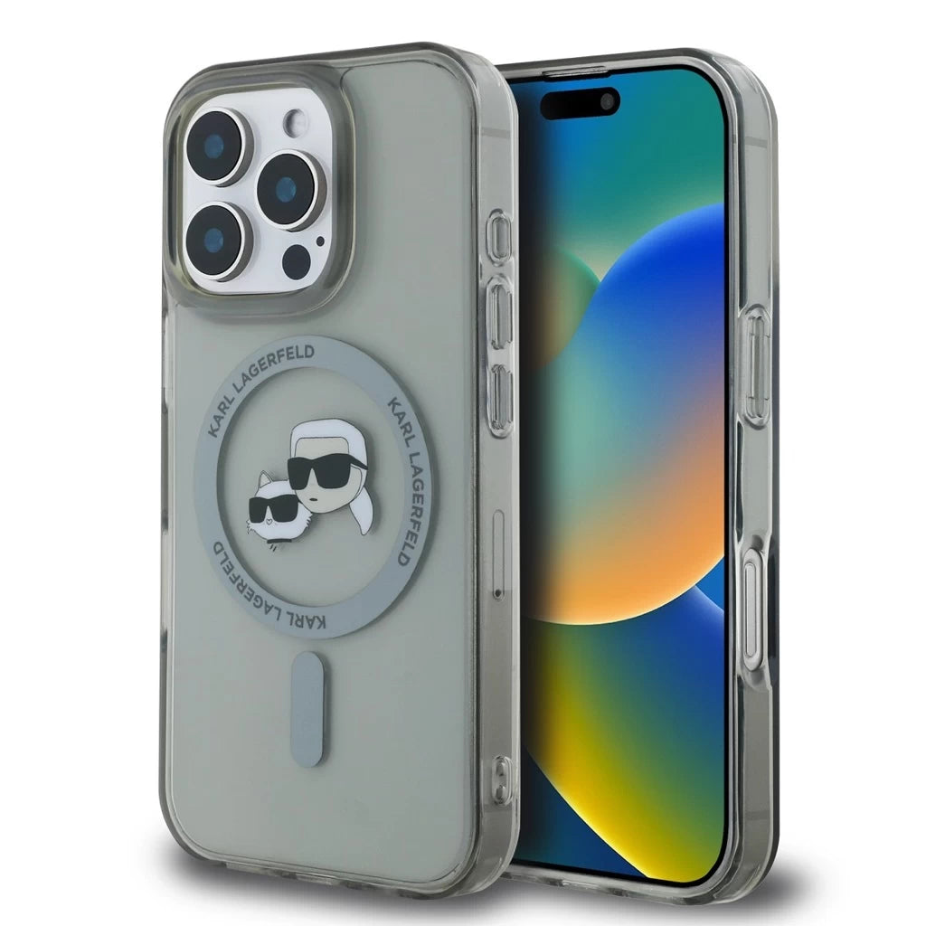 Karl Lagerfeld IML K&CH Heads Metal Frame MagSafe tok iPhone 16 Pro Max készülékhez fekete - iPhone 16 Pro Max tok a Domshop kínálatából