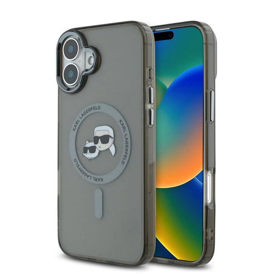 Karl Lagerfeld IML K&CH Heads Metal Frame MagSafe tok iPhone 16 készülékhez fekete - iPhone 16 tok a Domshop kínálatából