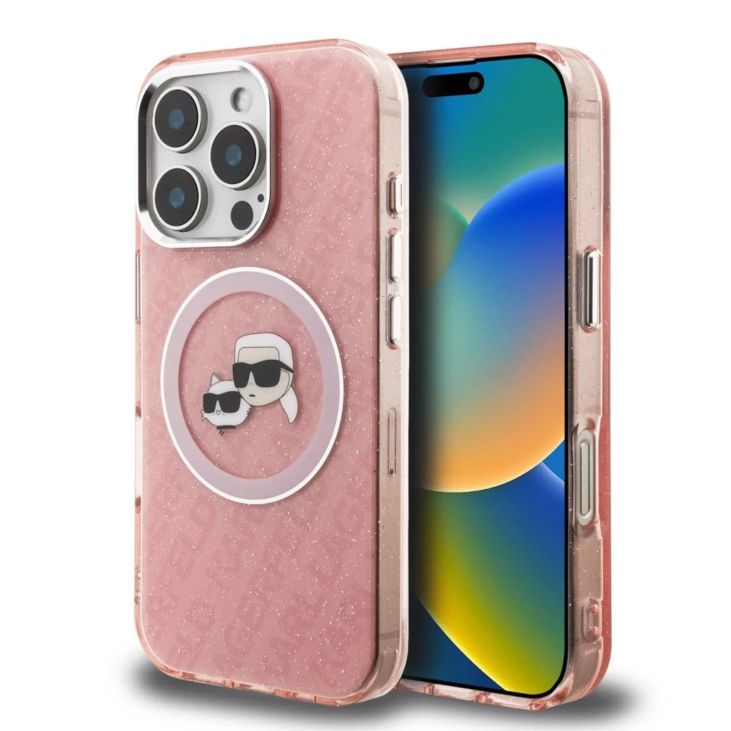 Karl Lagerfeld IML K&CH Heads Repeated Logo MagSafe tok iPhone 16 Pro Max készülékhez rózsaszín - iPhone 16 Pro Max tok a Domshop kínálatából