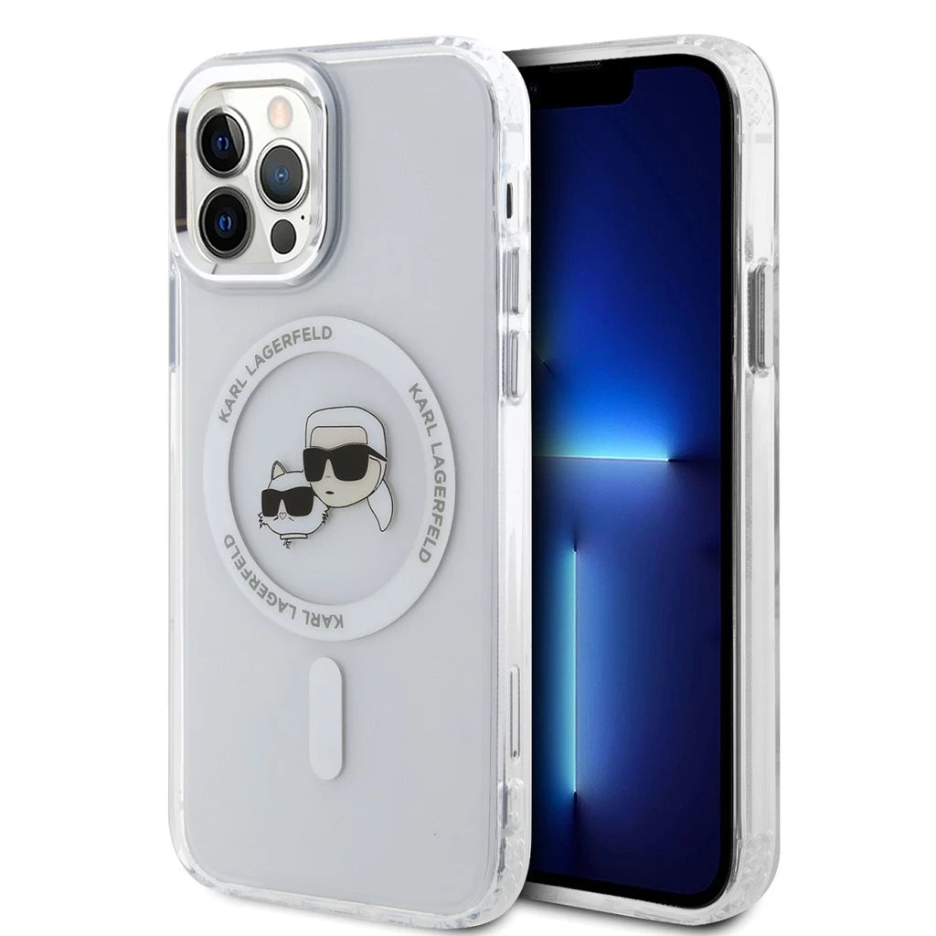 Karl Lagerfeld IML K&CH Heads fémkeretes MagSafe tok iPhone 12/12 Pro készülékhez átlátszó - iPhone 12/12 Pro tok a Domshop kínálatából