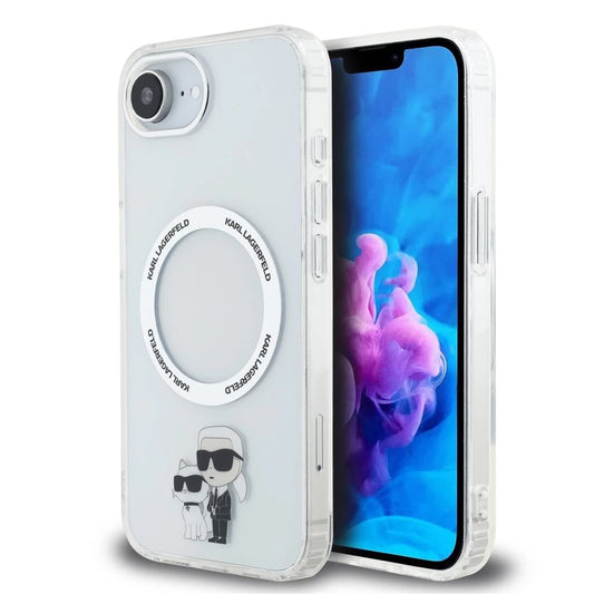 Karl Lagerfeld IML Karl and Choupette MagSafe tok iPhone 16e készülékhez átlátszó - iPhone 16e tok a Domshop kínálatából