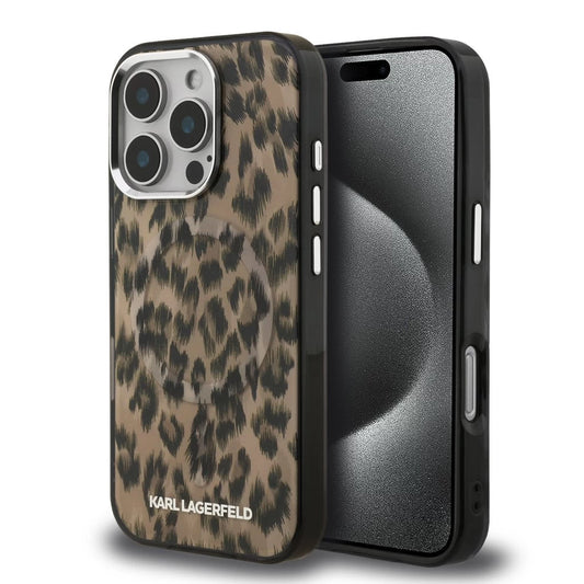 Karl Lagerfeld IML Leopard MagSafe tok iPhone 16 Pro készülékhez barna - iPhone 16 Pro tok a Domshop kínálatából