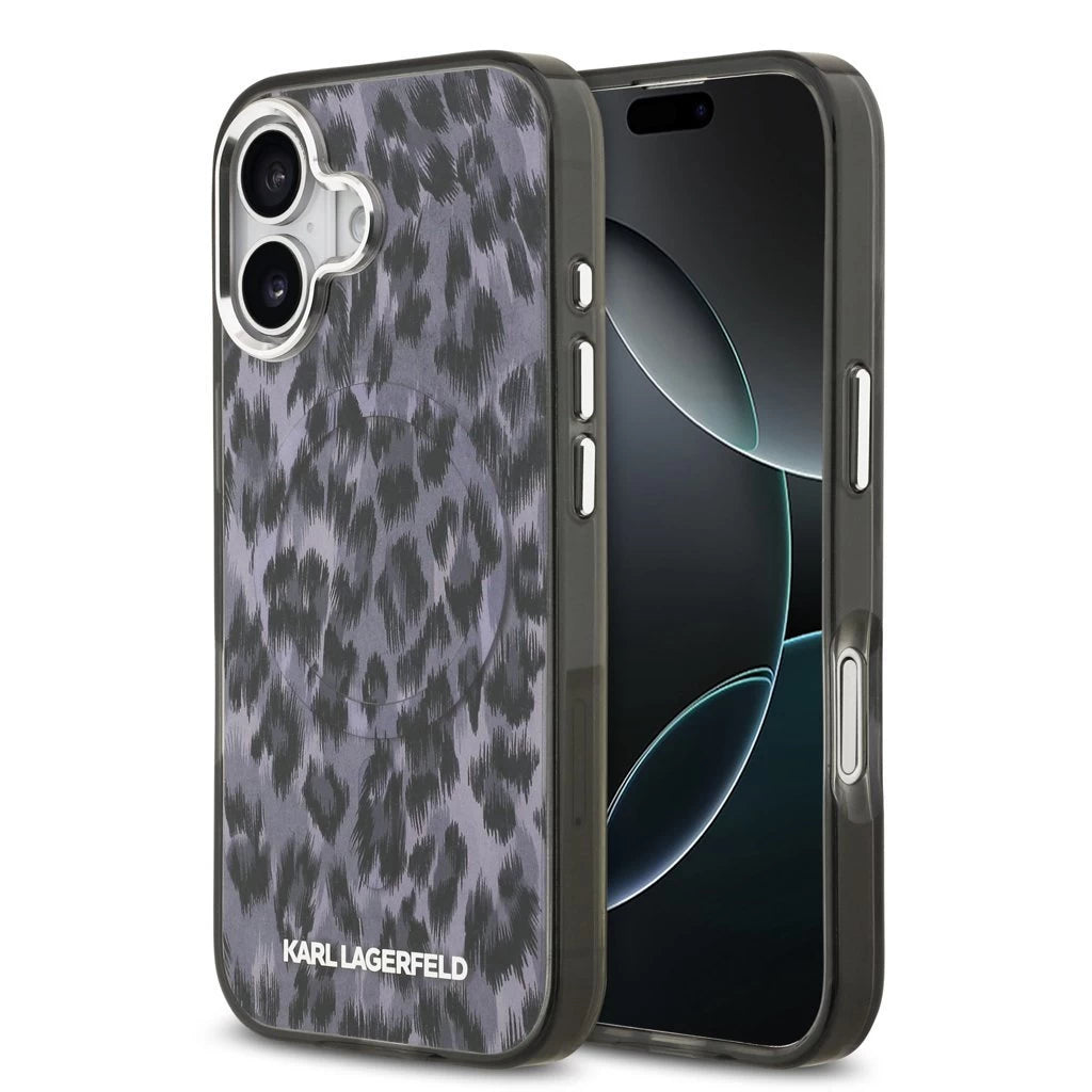 Karl Lagerfeld IML Leopard MagSafe tok iPhone 17 készülékhez szürke - iPhone 17 tok a Domshop kínálatából