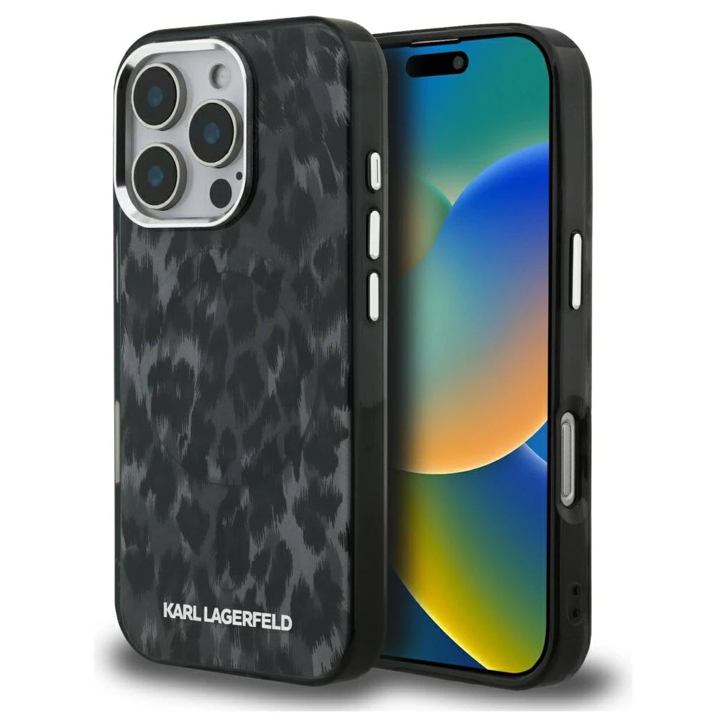 Karl Lagerfeld IML Leopard Pattern MagSafe tok iPhone 16 Pro készülékhez fekete - iPhone 16 Pro tok a Domshop kínálatából