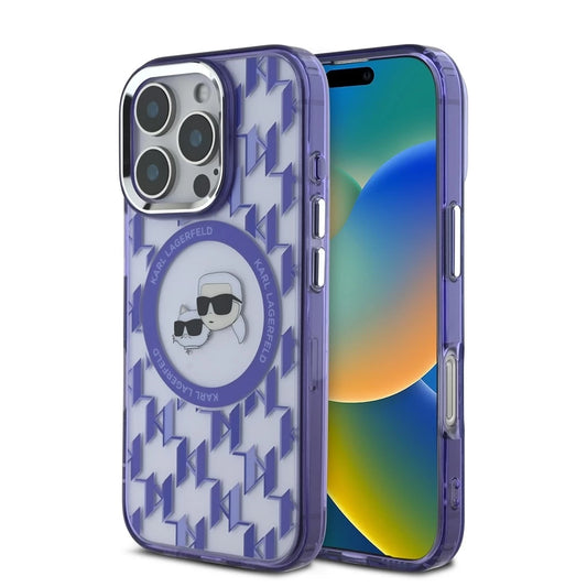 Karl Lagerfeld IML Monogram K&CH Heads MagSafe tok iPhone 16 Pro Max készülékhez lila - iPhone 16 Pro Max tok a Domshop kínálatából