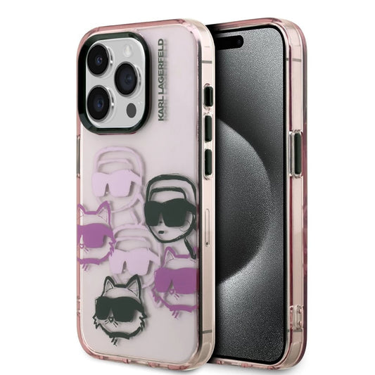 Karl Lagerfeld IML Multi K&CH Heads tok iPhone 15 Pro készülékhez rózsaszín - iPhone 15 Pro tok a Domshop kínálatából