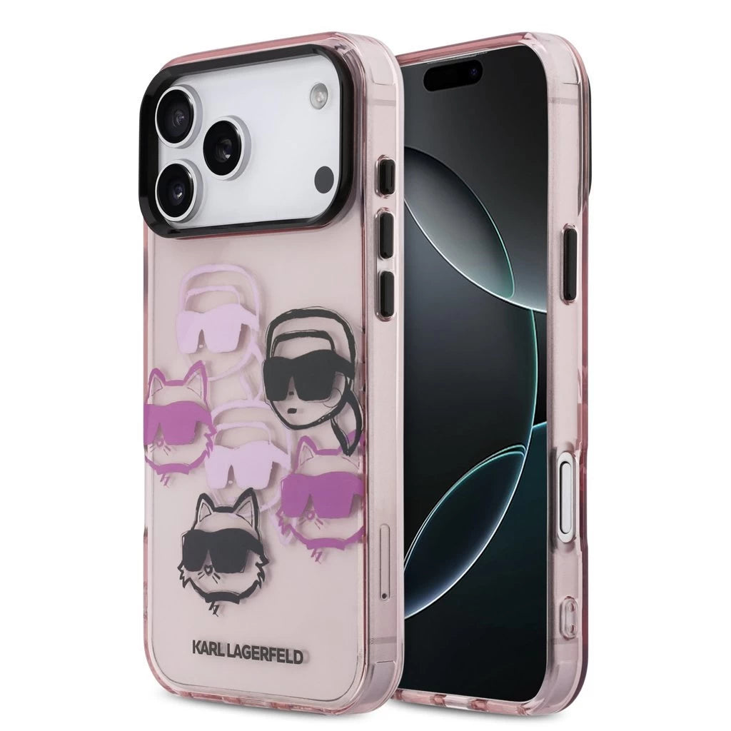 Karl Lagerfeld IML Multi K&CH Heads tok iPhone 17 Pro Max készülékhez rózsaszín - iPhone 17 Pro Max tok a Domshop kínálatából