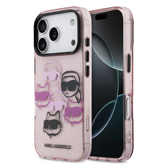 Karl Lagerfeld IML Multi K&CH Heads tok iPhone 17 Pro készülékhez rózsaszín - iPhone 17 Pro tok a Domshop kínálatából