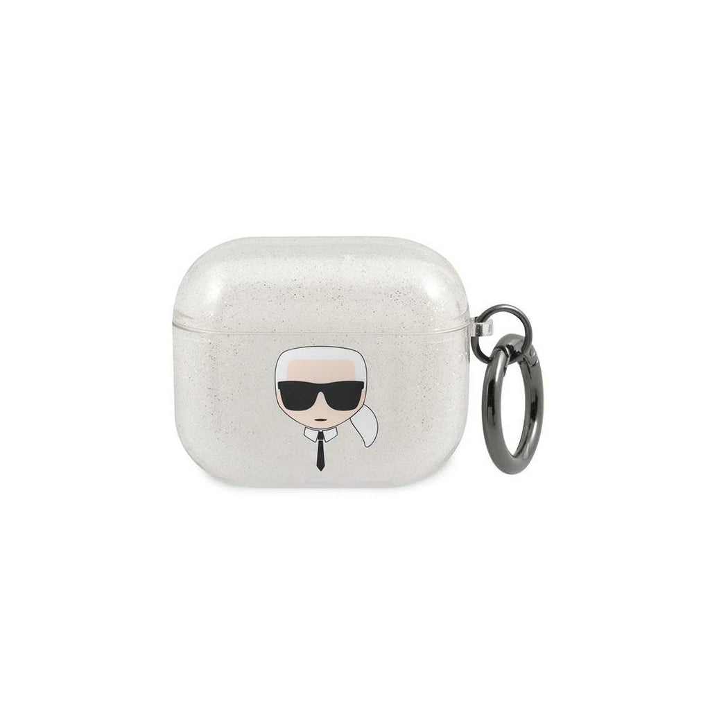 Karl Lagerfeld KLA3UKHGS AirPods 3 készülékhez tok, Glitter Karl's Head, ezüst - AirPods 3 tok a Domshop kínálatából