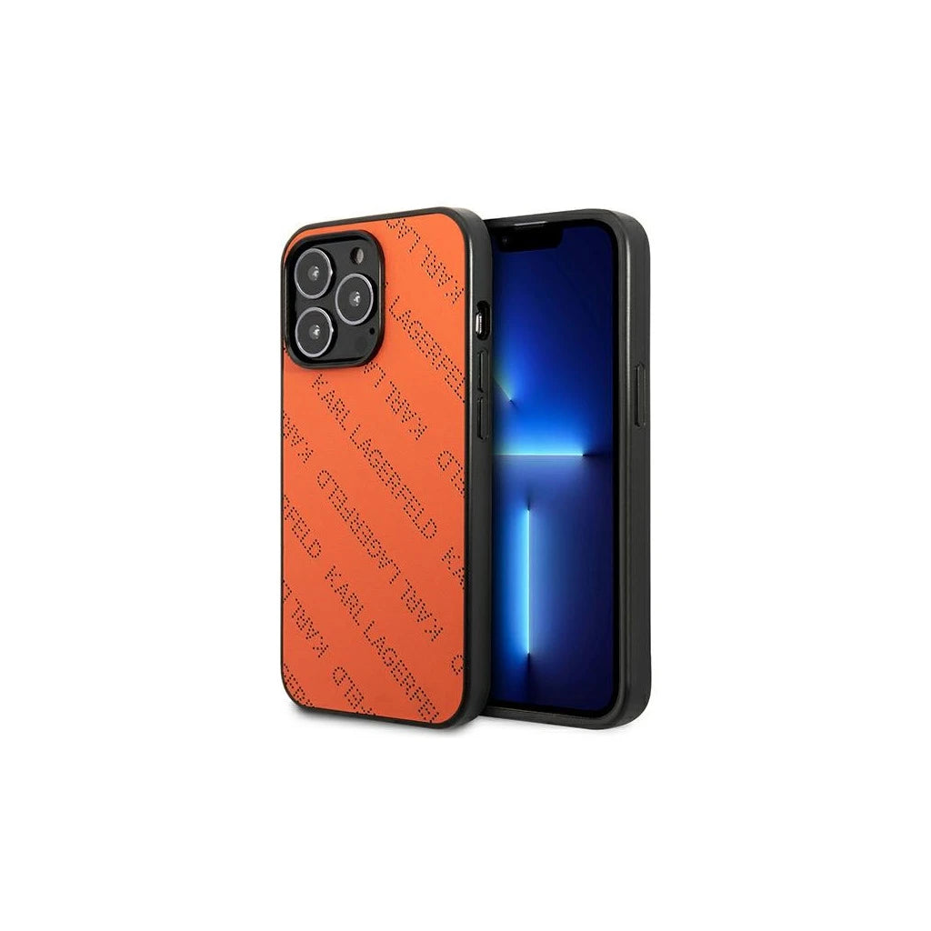 Karl Lagerfeld KLHCP13XPTLO iPhone 13 Pro Max 6,7" készülékhez kemény tok Perforated Allover narancssárga - iPhone 13 Pro Max tok a Domshop kínálatából