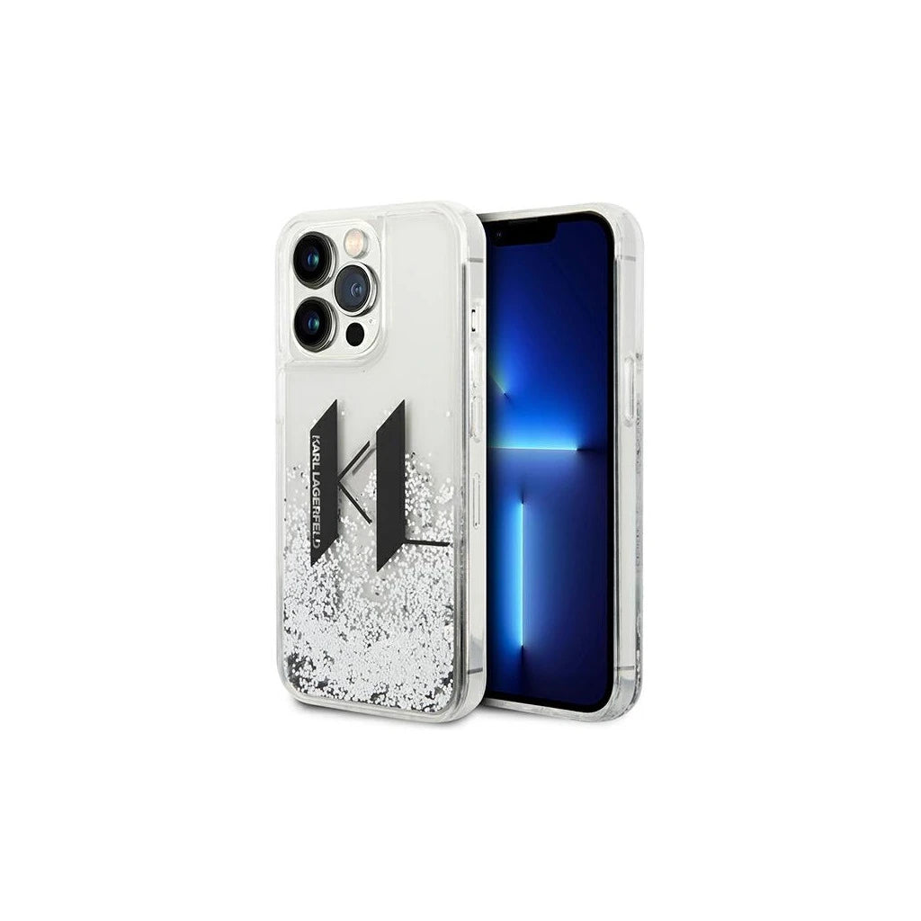 Karl Lagerfeld KLHCP14LLBKLCS iPhone 14 Pro 6,1 készülékhez keménytok Liquid Glitter Big KL ezüst - iPhone 14 Pro tok a Domshop kínálatából