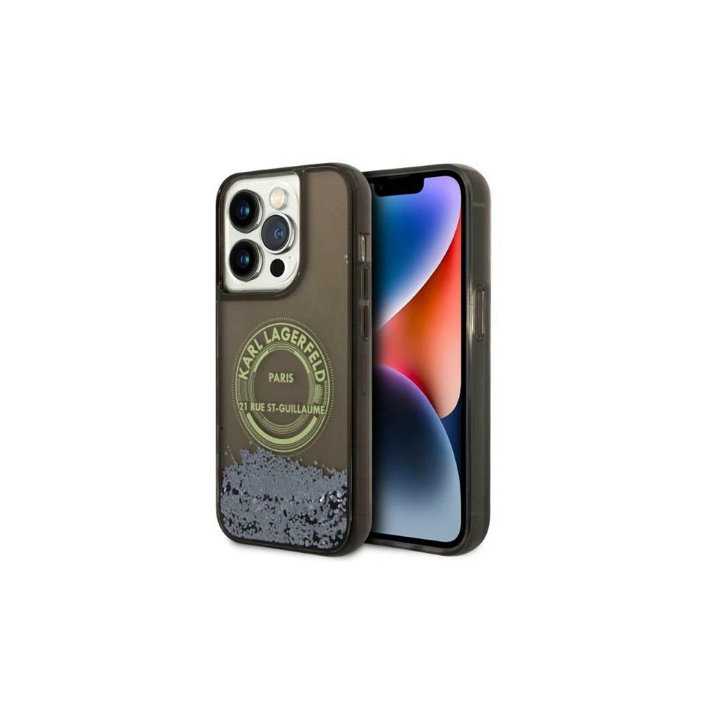 Karl Lagerfeld KLHCP14LLCRSGRK iPhone 14 Pro 6,1 készülékhez kemény tok Liquid Glitter RSG fekete - iPhone 14 Pro tok a Domshop kínálatából