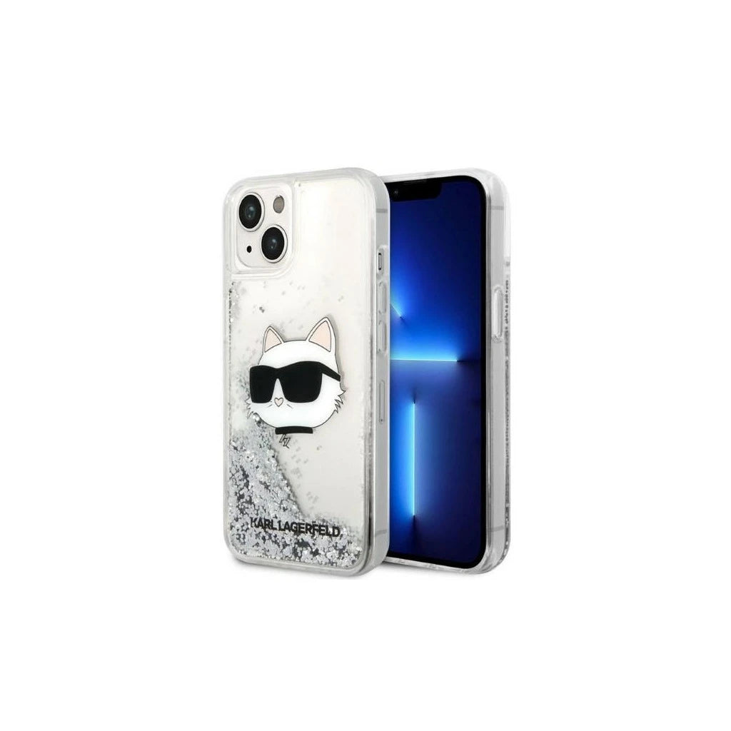 Karl Lagerfeld KLHCP14MLNCHCS iPhone 14 Plus / 15 Plus készülékhez 6,7" kemény tok Glitter Choupette ezüst - iPhone 14 Plus/15Plus tok a Domshop kínálatából