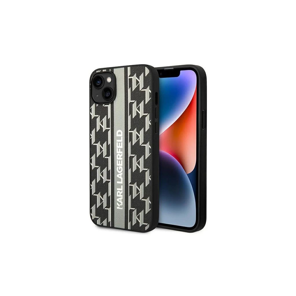 Karl Lagerfeld KLHCP14MPGKLSKG merev tok iPhone 14Plus / 15 Plus 6,7 készülékhez Monogram Stripe szürke - iPhone 14 Plus/15Plus tok a Domshop kínálatából