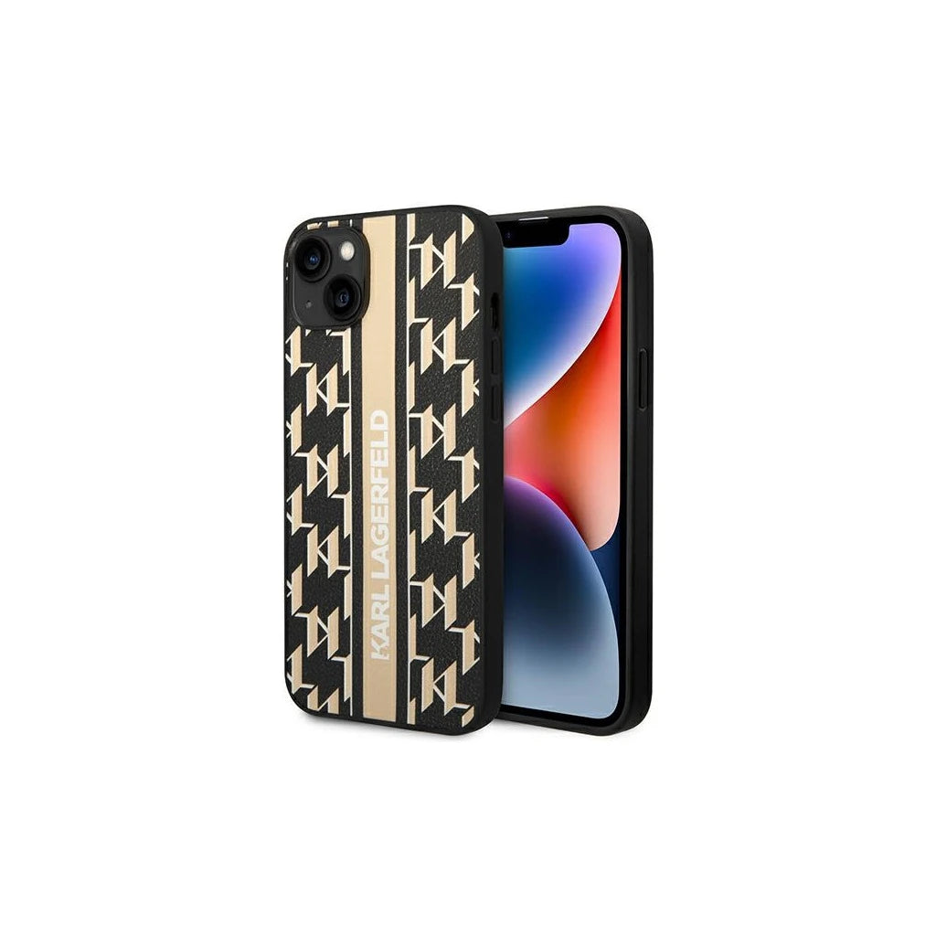 Karl Lagerfeld KLHCP14MPGKLSKW iPhone 14Plus / 15 Plus készülékhez 6,7" kemény tok Monogram Stripe barna - iPhone 14 Plus/15Plus tok a Domshop kínálatából