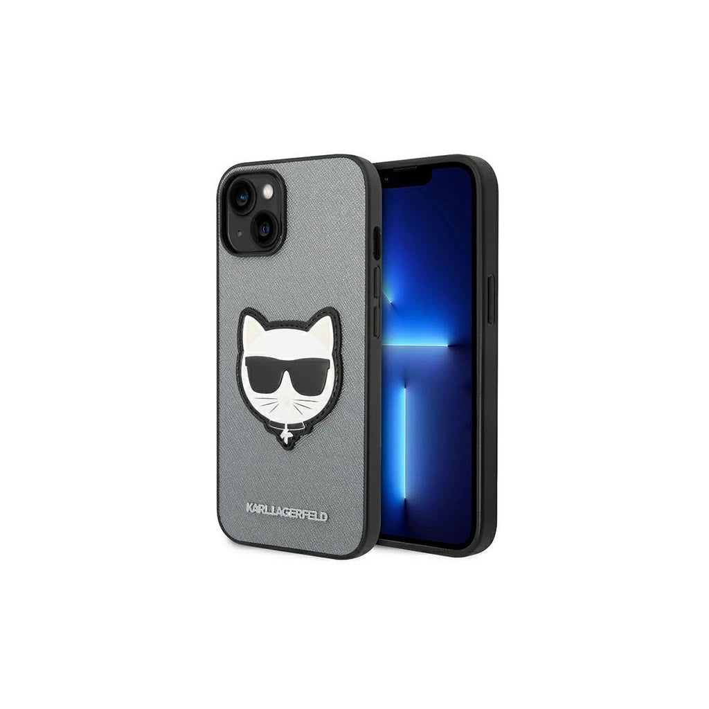Karl Lagerfeld KLHCP14MSAPCHG iPhone 14 Plus / 15 Plus készülékhez 6,7 hüvelykes merev tok Saffiano Choupett ezüst - iPhone 14 Plus/15Plus tok a Domshop kínálatából
