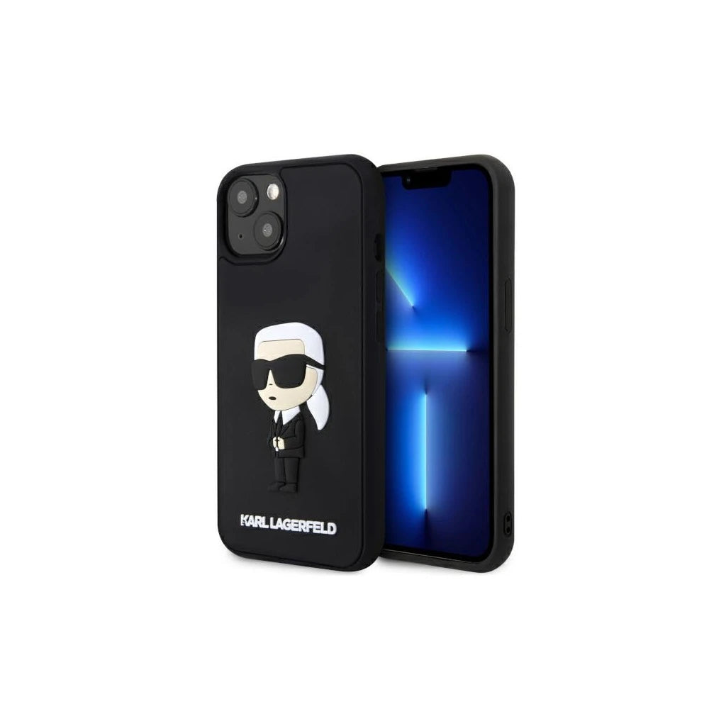Karl Lagerfeld KLHCP14S3DRKINK iPhone 14/15/13 6.1 készülékhez kemény tok Rubber Ikonik 3D fekete - iPhone 13/14/15 tok a Domshop kínálatából