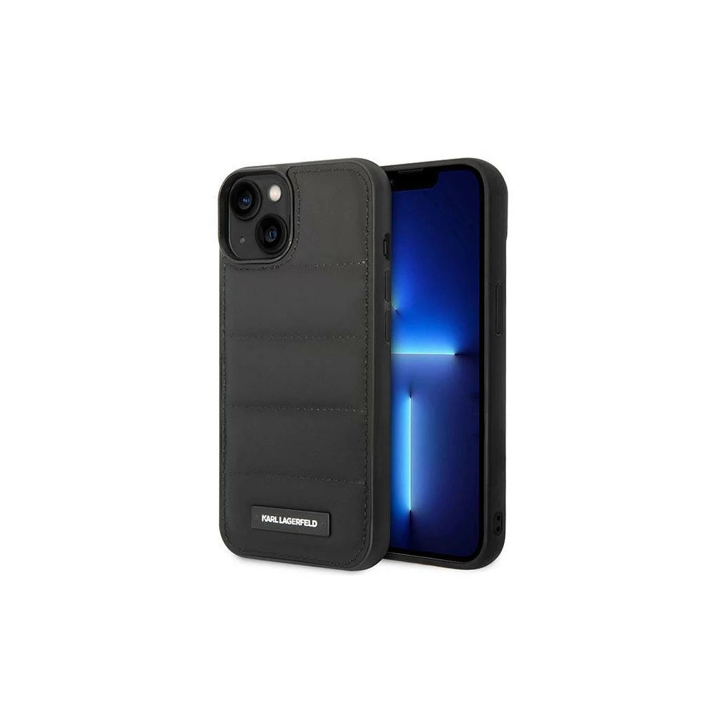 Karl Lagerfeld KLHCP14SPSQAK iPhone 14/15/13 6,1" készülékhez kemény tok Puffy Elongated Logo fekete - iPhone 13/14/15 tok a Domshop kínálatából