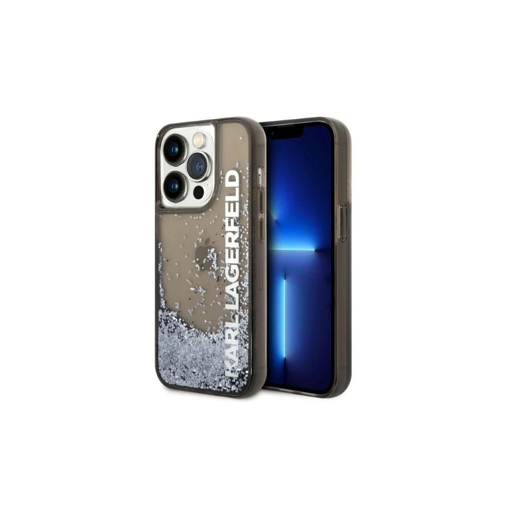 Karl Lagerfeld KLHCP14XLCKVK iPhone 14 Pro Max 6,7" készülékhez kemény tok Liquid Glitter Elong fekete - iPhone 14 Pro Max tok a Domshop kínálatából