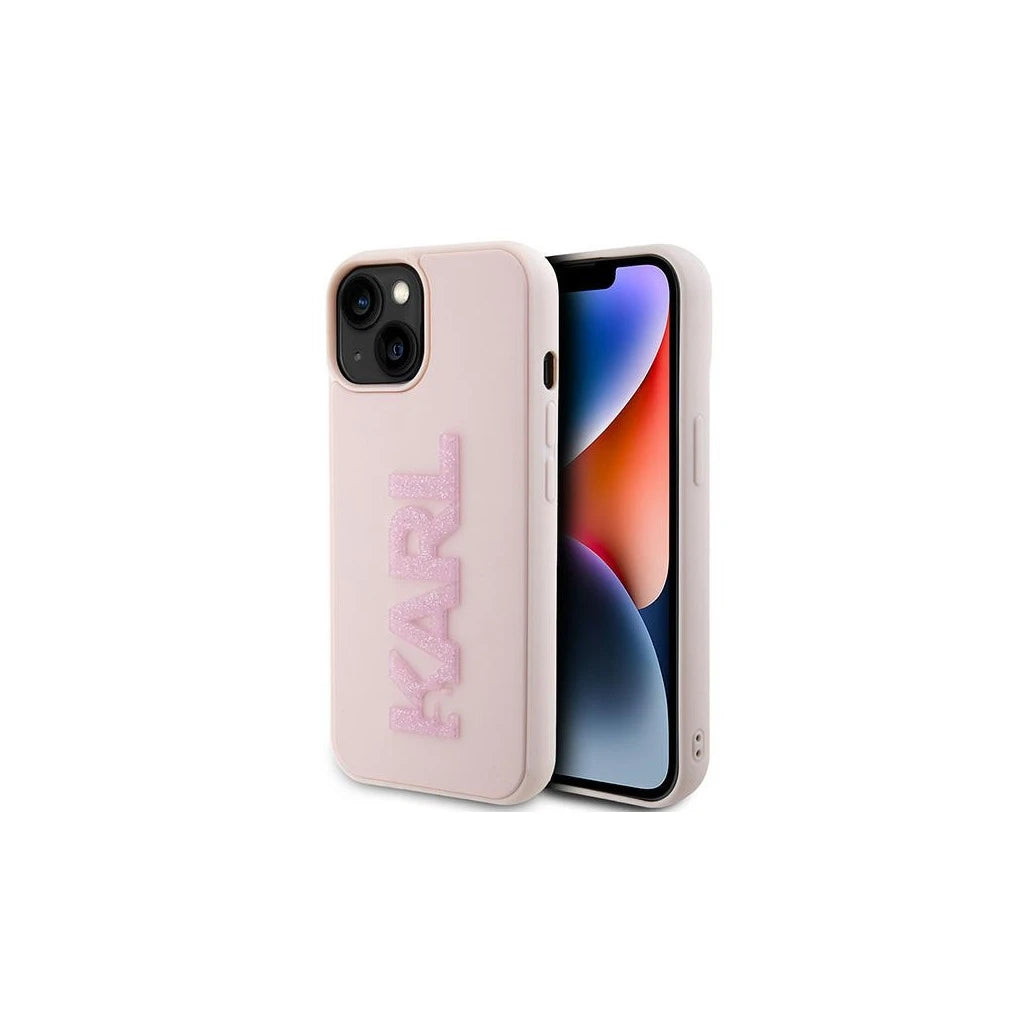 Karl Lagerfeld KLHCP15M3DMBKCP iPhone 15 Plus / 14 Plus 6.7” készülékhez 3D Rubber Glitter L kemény tok rózsaszín - iPhone 14 Plus/15Plus tok a Domshop kínálatából