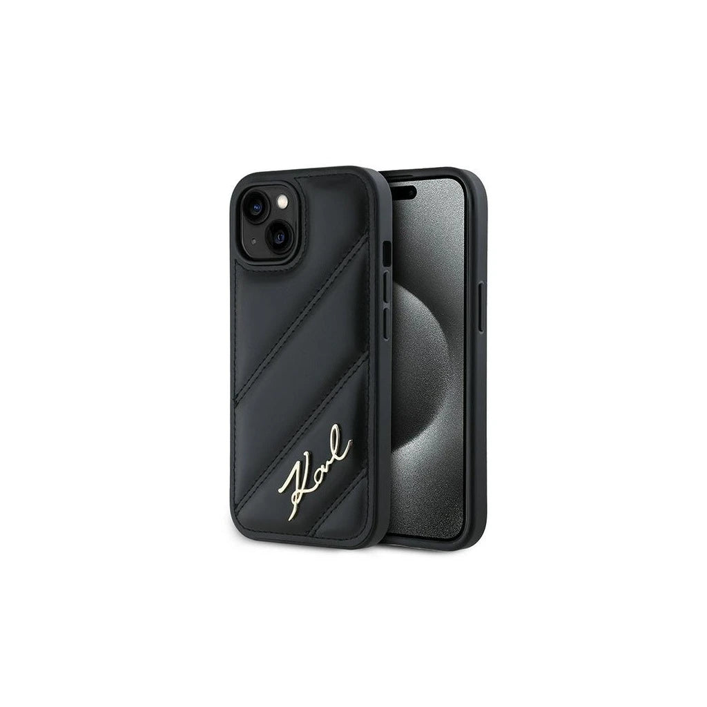 Karl Lagerfeld KLHCP15MPQDSMGK iPhone 15 Plus / 14 Plus készülékhez 6.7" kemény tok Diagonal Quilted S fekete - iPhone 14 Plus/15Plus tok a Domshop kínálatából