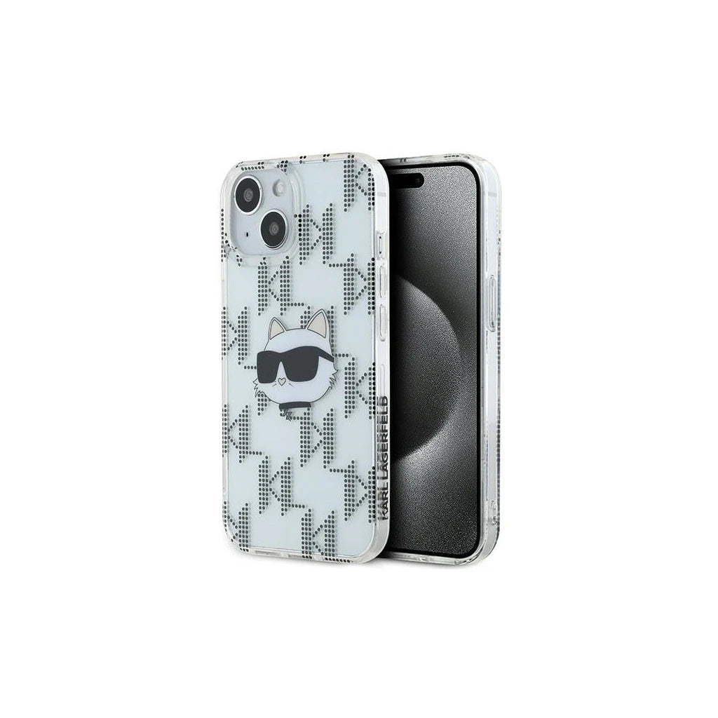 Karl Lagerfeld KLHCP15SHKLPCHT iPhone 15 /14 /13 6.1" átlátszó keménytok készülékhez IML Choupette Head & Mon - iPhone 13/14/15 tok a Domshop kínálatából