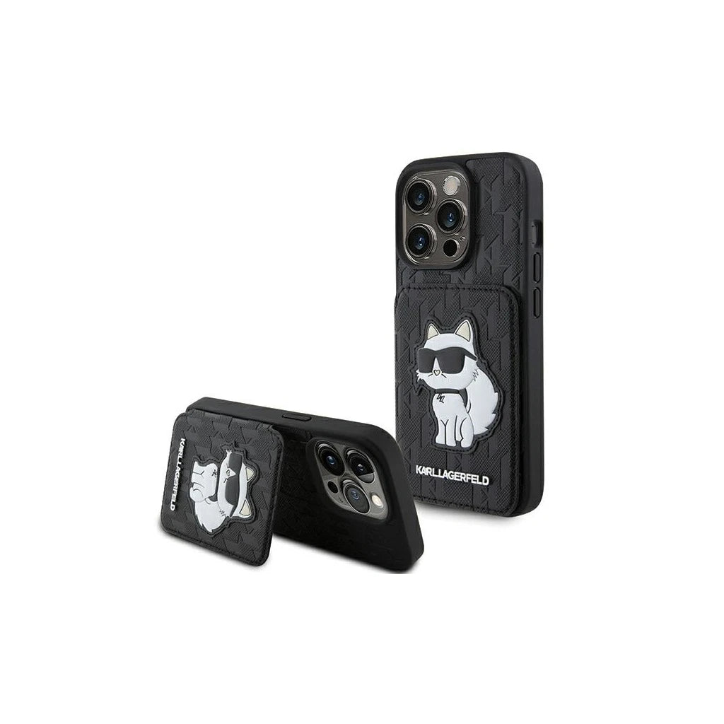 Karl Lagerfeld KLHCP15XSAKCNSCK iPhone 15 Pro Max 6.7" készülékhez kemény tok Saffiano Cardslots and S fekete - iPhone 15 Pro Max tok a Domshop kínálatából