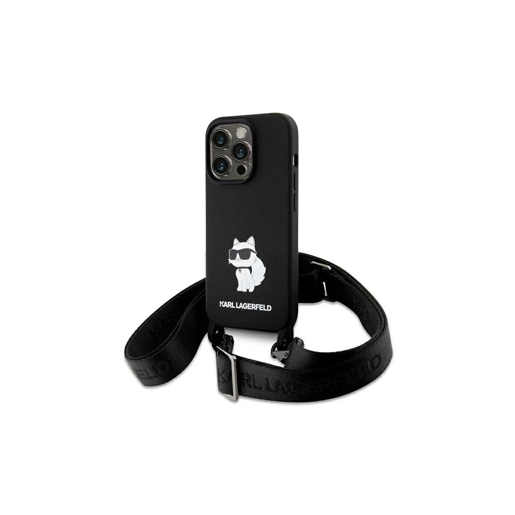 Karl Lagerfeld KLHCP15XSCBSCNK iPhone 15 Pro Max készülékhez 6.7 hüvelykes kemény tok, Crossbody szilikon Choupe, fekete - iPhone 15 Pro Max tok a Domshop kínálatából