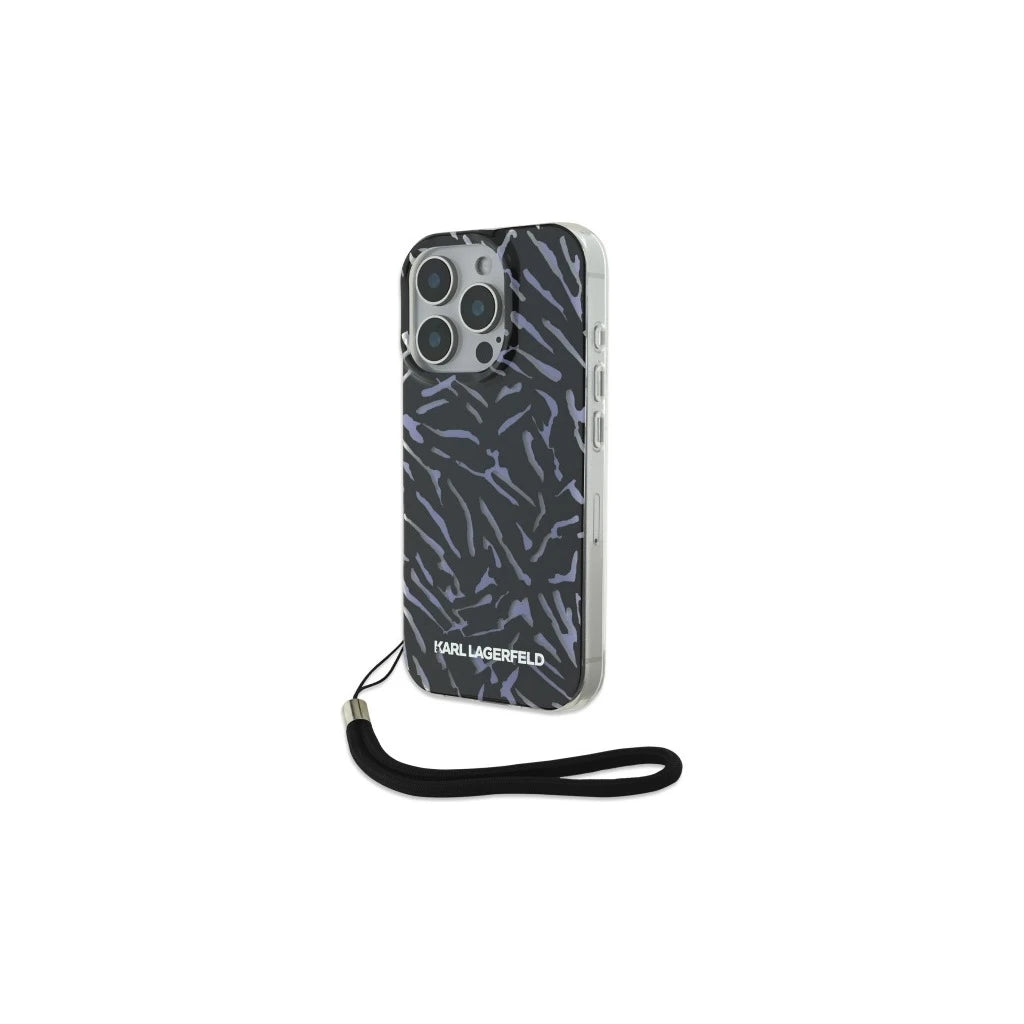 Karl Lagerfeld KLHCP16XHZBPKCCU iPhone 16 Pro Max 6.9" készülékhez tok Zebra With Cord lila - iPhone 16 Pro Max tok a Domshop kínálatából