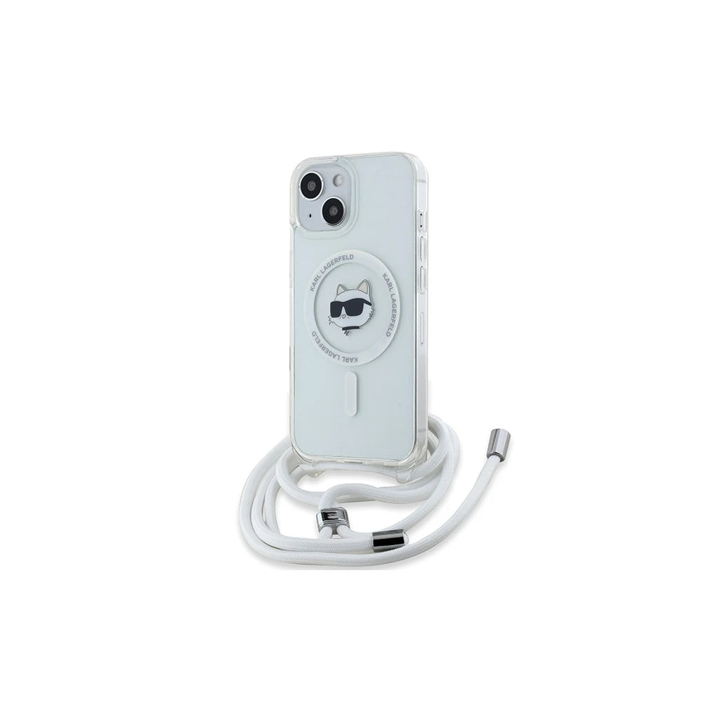 Karl Lagerfeld KLHMP13MHCCHNT iPhone 13/14/15 6.1” készülékhez kemény tok átlátszó IML Choupette Head & Cord - iPhone 13/14/15 tok a Domshop kínálatából