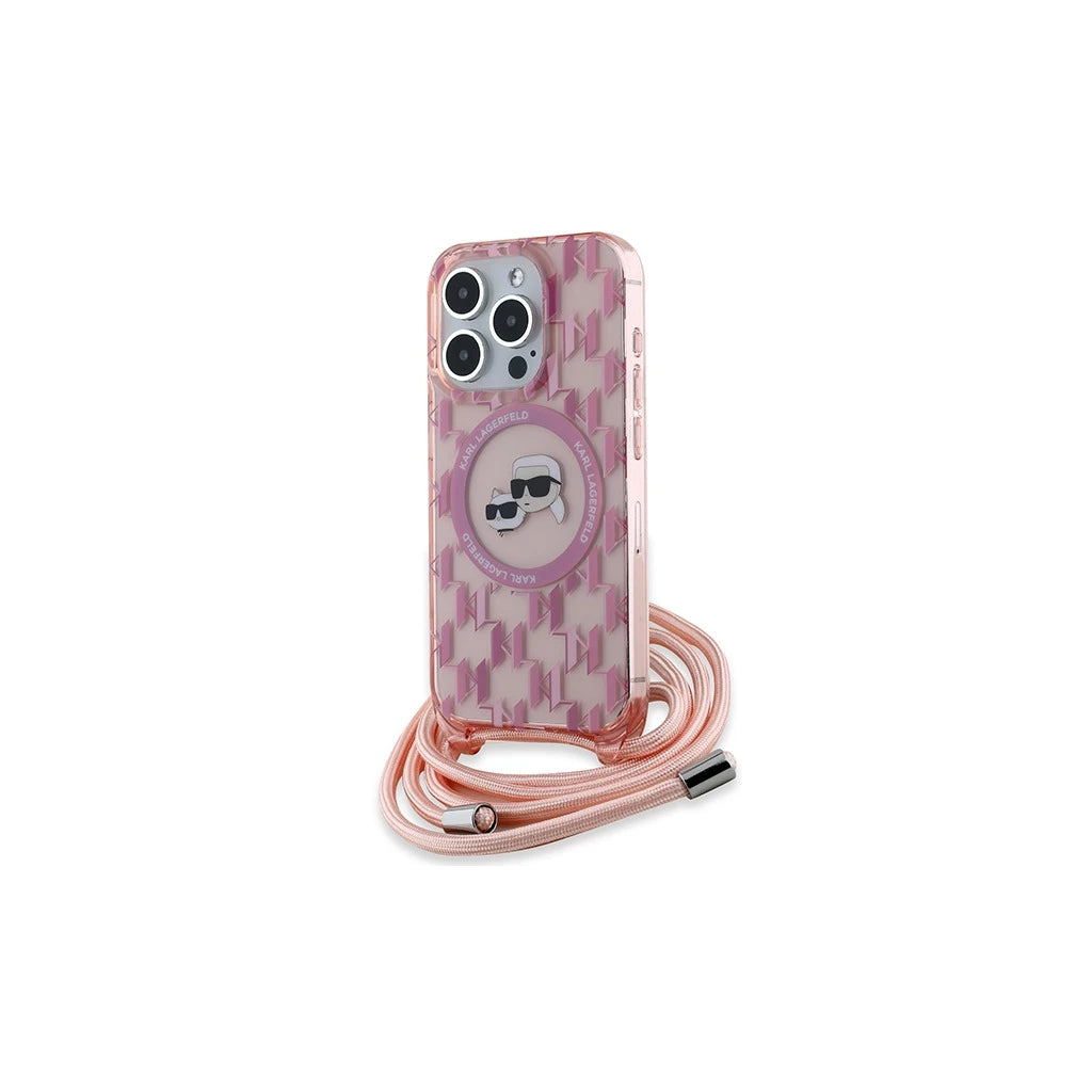 Karl Lagerfeld KLHMP15LHCKCKLCP iPhone 15 Pro 6.1 készülékhez kemény tok IML Crossbody Monogram Karl & rózsaszín - iPhone 15 Pro tok a Domshop kínálatából