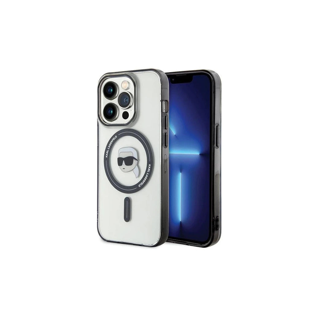 Karl Lagerfeld KLHMP15LHKHNOTK iPhone 15 Pro 6.1 készülékhez tok IML Karl`s Head MagSafe átlátszó - iPhone 15 Pro tok a Domshop kínálatából