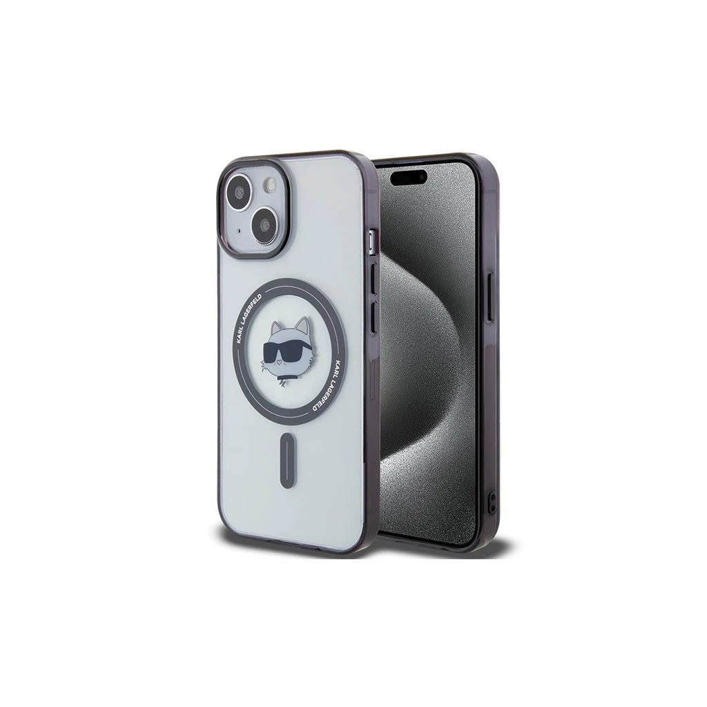 Karl Lagerfeld KLHMP15MHCHNOTK iPhone 15 Plus/14 Plus 6.7" készülékhez átlátszó kemény tok IML Choupette`s Hea - iPhone 14 Plus/15Plus tok a Domshop kínálatából