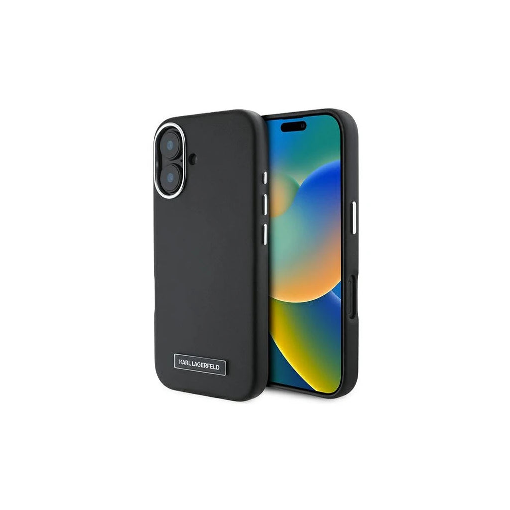 Karl Lagerfeld KLHMP16MPGMSRPK iPhone 16 Plus 6.7" készülékhez kemény tok FW Metal Plate MagSafe fekete - iPhone 16 Plus tok a Domshop kínálatából