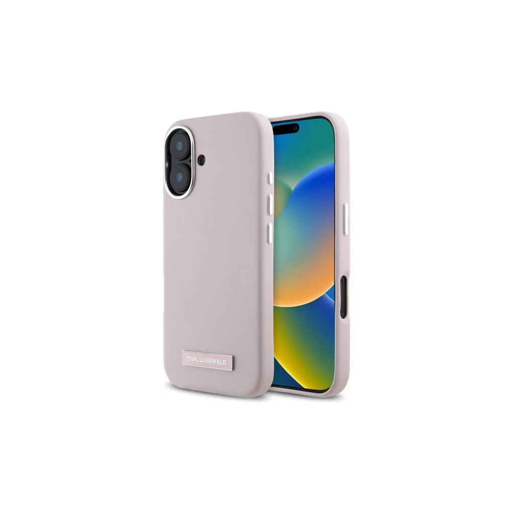 Karl Lagerfeld KLHMP16SPGMSRPP iPhone 16 6.1" készülékhez kemény tok FW Metal Plate MagSafe rózsaszín - iPhone 16 tok a Domshop kínálatából